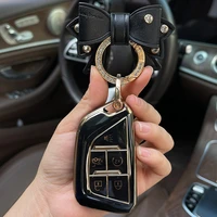 leather bow keyring car key case cover for cadillac xt5 28e srx ct6 cts xt4 xt6 ats l xts ct6 plug in 30e lyriq ct5 ct4 shell