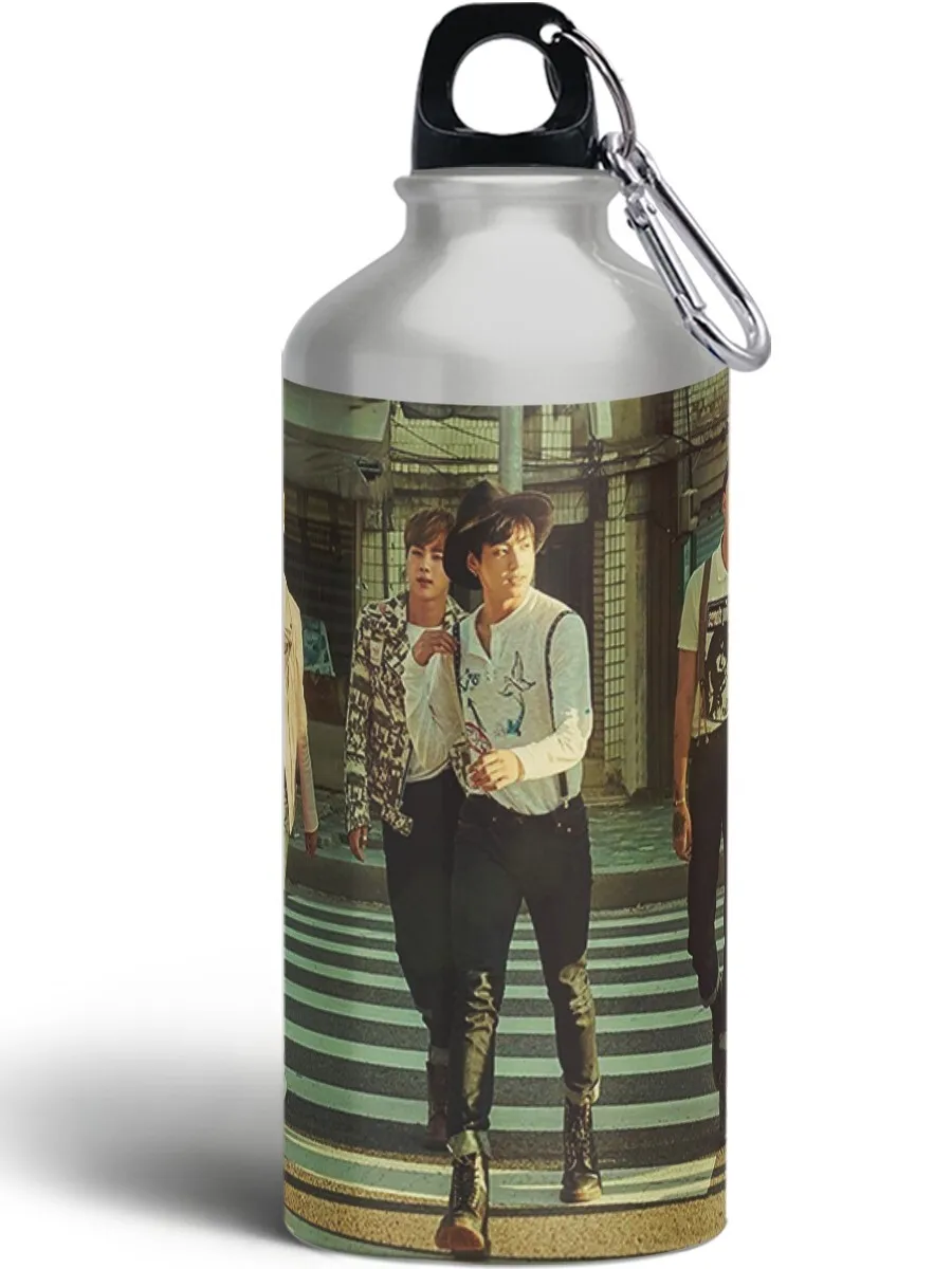 Бутылка спортивная/туристическая фляга с карабином bts (бтс к-поп k-pop exo кавайное