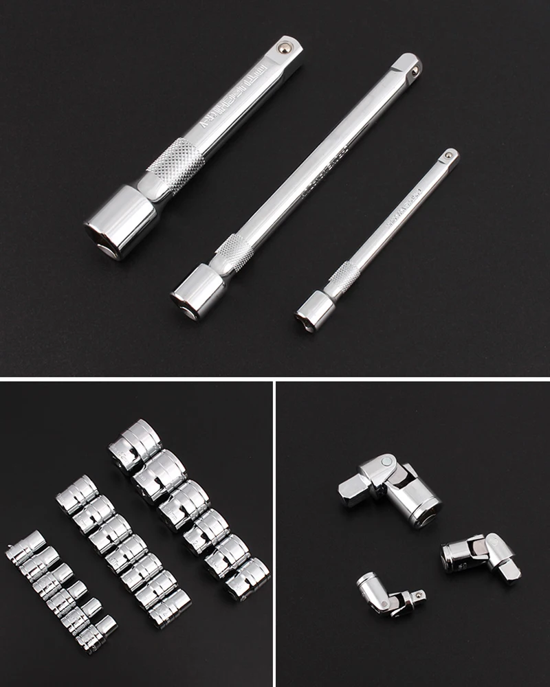 Ручной набор гаечных ключей с трещоткой 1/4 3/8 1/2, инструмент для автосервиса, гнездовой ключ шестигранников автомобиля.