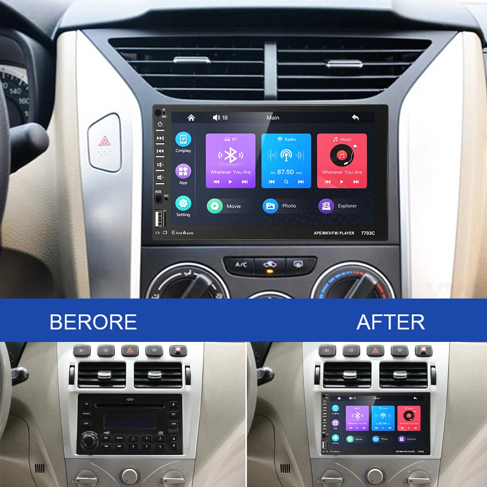 Camecho 7-дюймовый Carplay автомобильный радиоприемник стерео MP5-плеер 2Din универсальный
