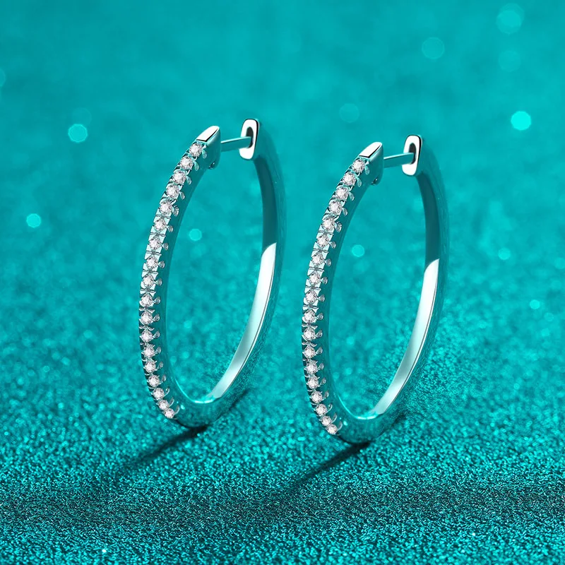 

Sparkling Moissanite Earrings for Women Girl 925 Sterling Silver pt950 Plated D Color VVS1 Diamond Large Ear- Hoops Fine Jewelry
