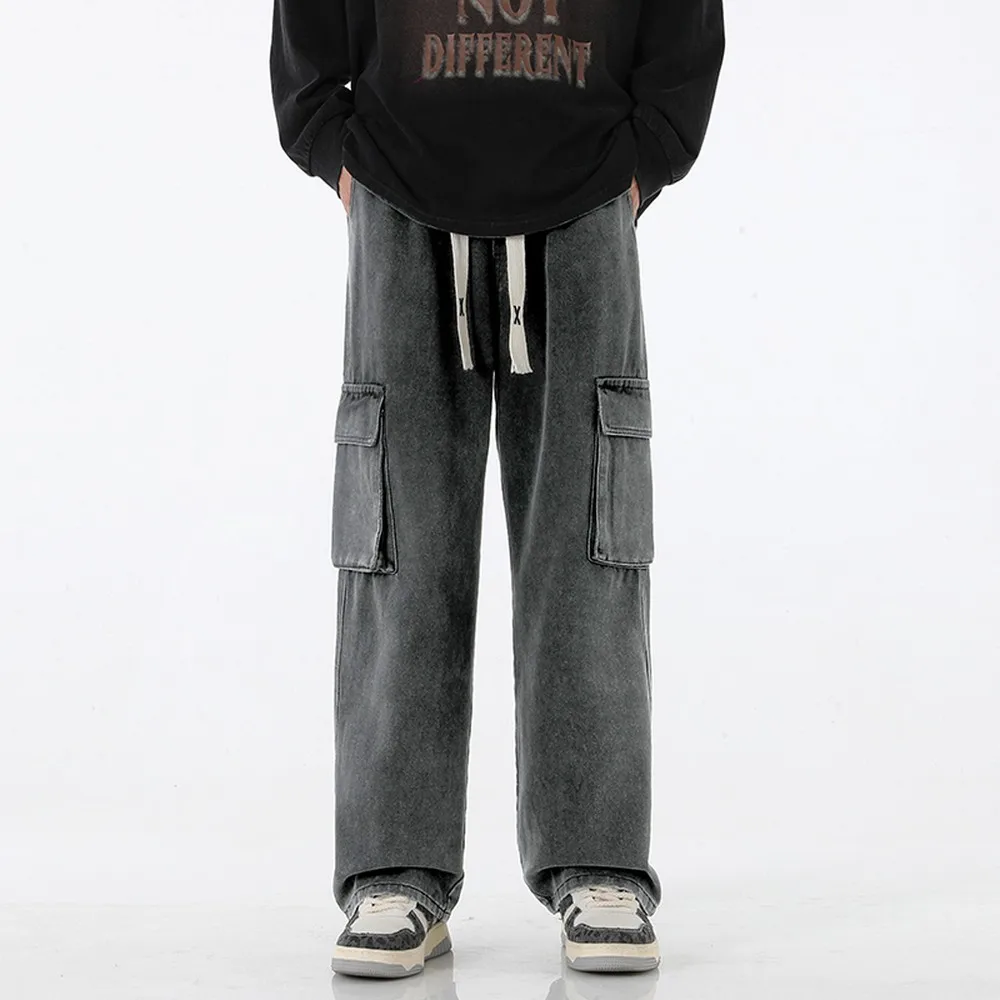 Y2K Винтажные Свободные Мужские Джинсовые Брюки-карго Со Средней Талией И