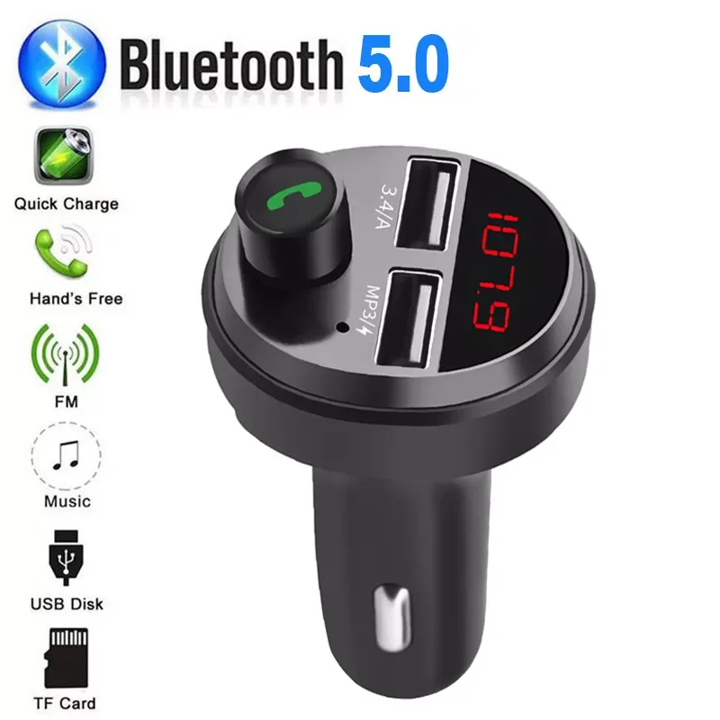 

Bluetooth 5.0 Fm modulator Wireless Handsfree Audio Receiver Transmitter Adapter Car MP3 Player 4.1A Dual USB Fast Charger