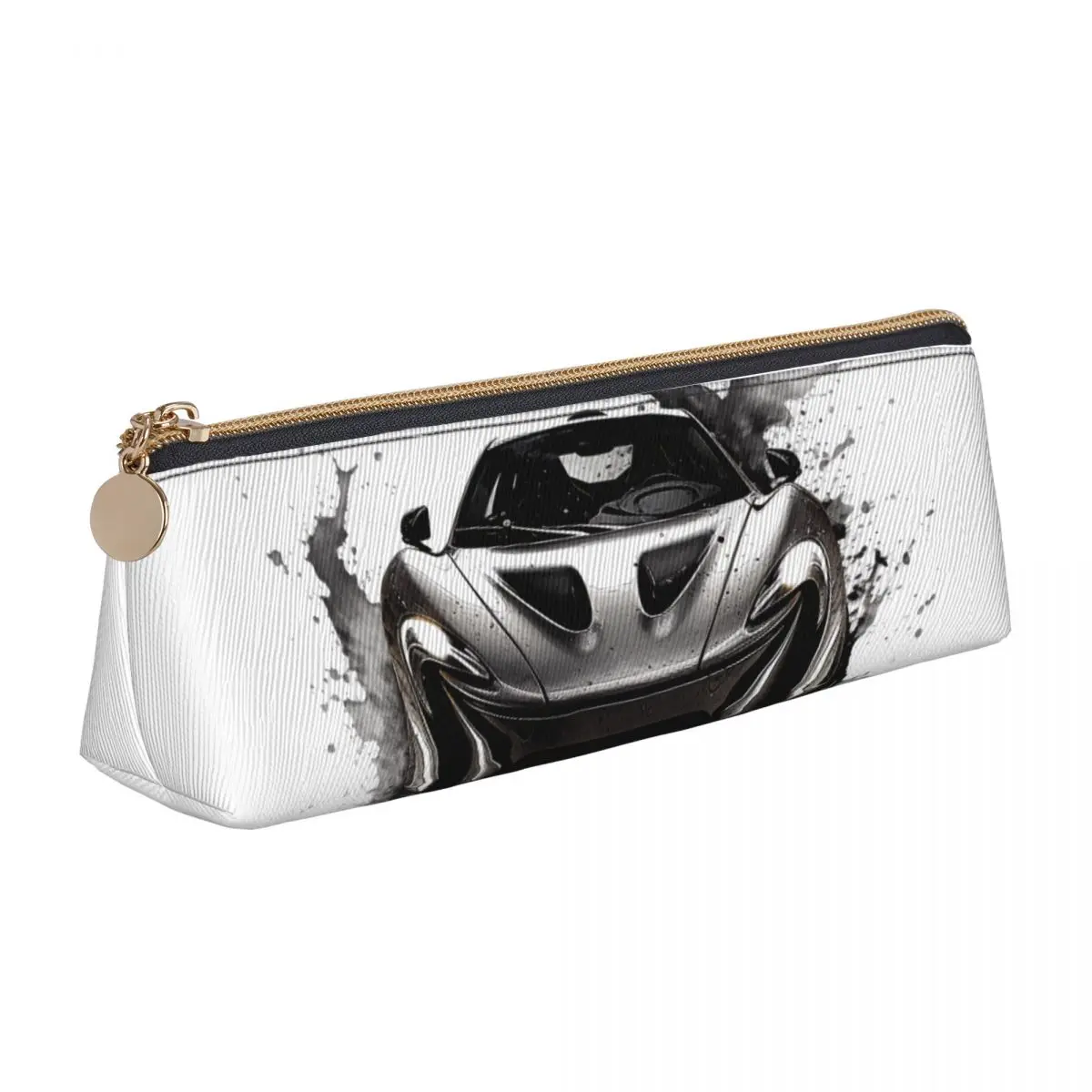 

Powerful Sports Car Triangle Pencil Case Ink Drawing Hyper Artistic Boy Girl Stationery Pencil Box Simple Leather Pen Pouch