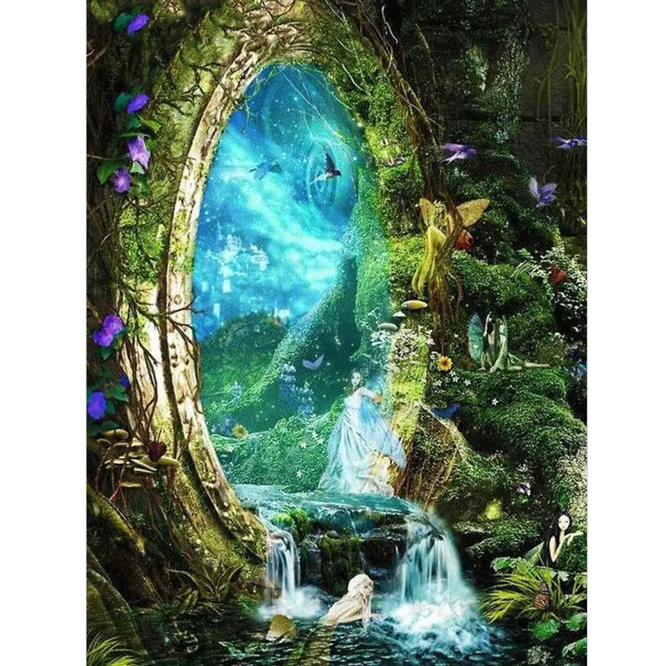 Modern Cross Stitch Kits DIY Landscape unPrinted Cotton Relaxing Embroidery Needlework Sets Wall Hanging Decor Green Forest