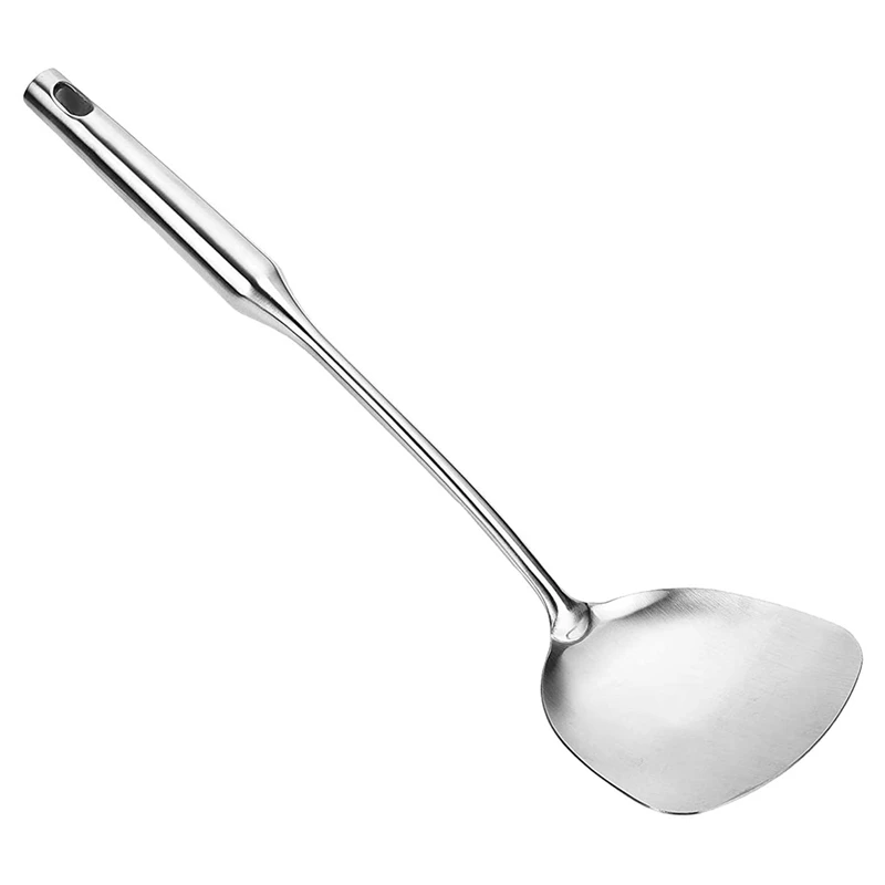 

Wok Spatula Stainless Steel, Wide Spatula Turner With Hollow Long Heat Resistant Handle Wok Utensils,Silver
