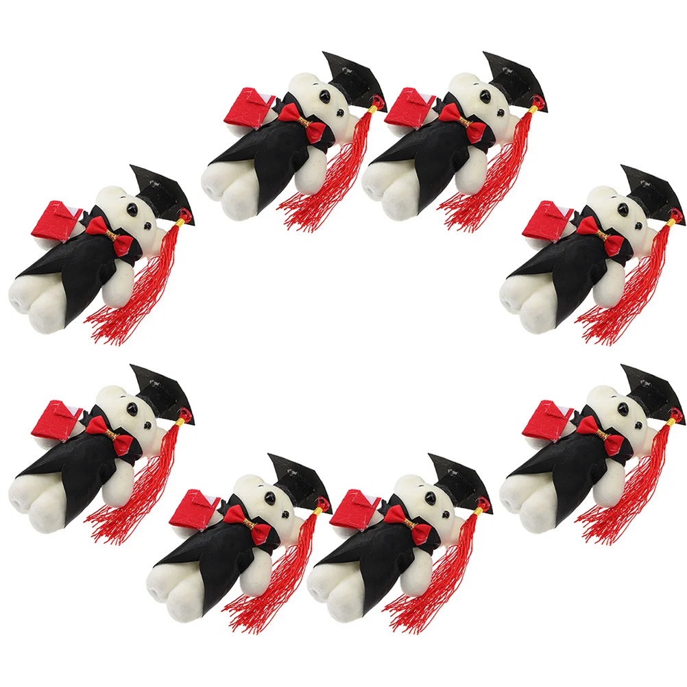 

8 Pcs Graduation Season Bear Themed Bears Minature Gifts Decors Dolls Bouquet