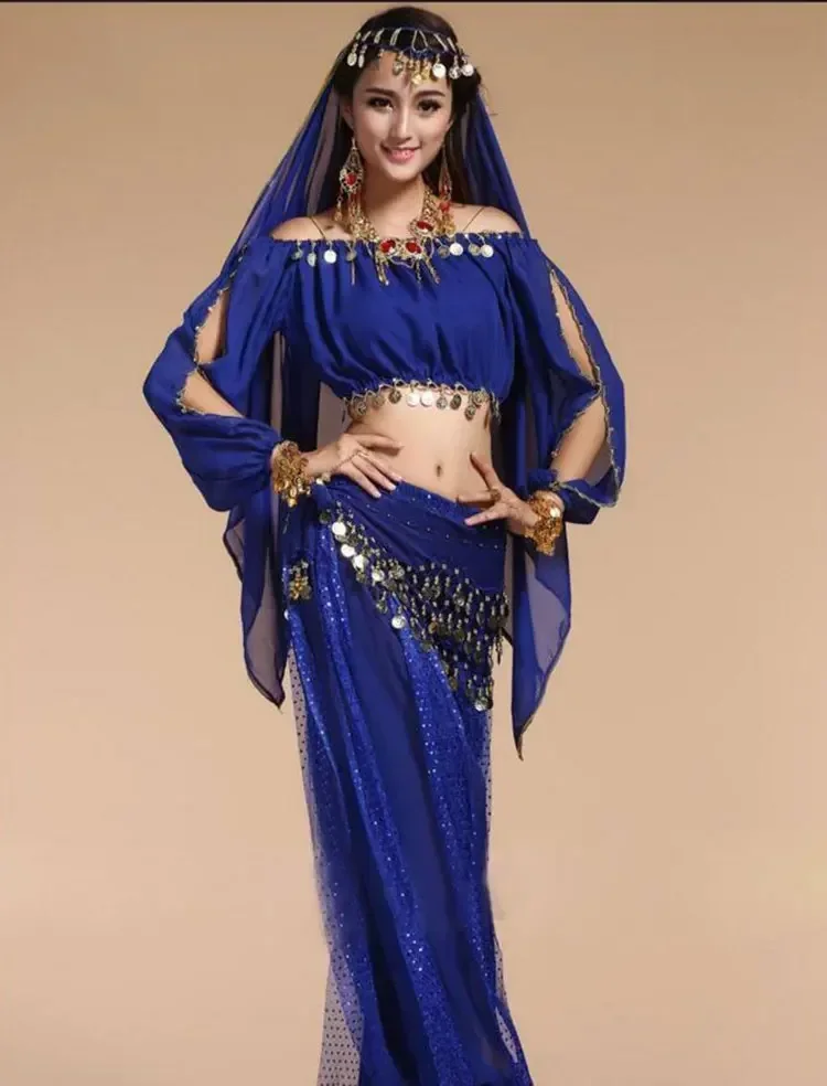 Болливудские танцевальные костюмы индийские для танца живота комплект женщин