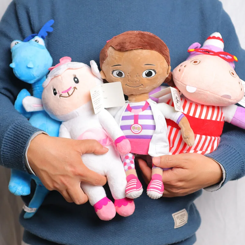 Фото Набор плюшевых игрушек Disney Doc Mcstuffins Kawaii Lambie Sheep Hallie Hippo Stuffy Dragon, мягкие куклы для девочек, детские вещи в стиле аниме №2