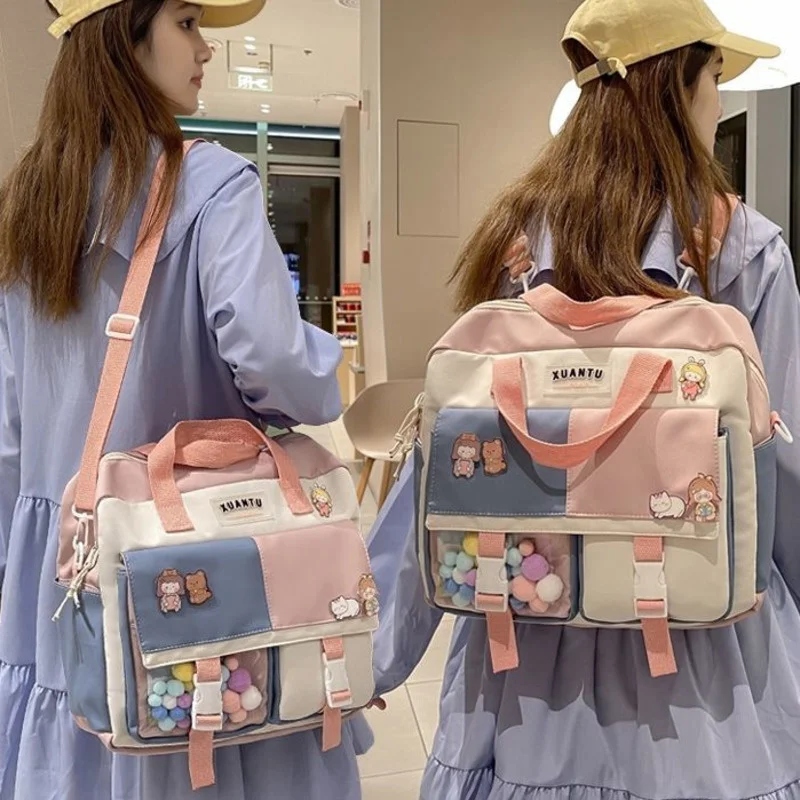 

Backpack Kawaii Japanese Women Panelled Handbag School Backpack For Teen Girl Backpacks Tote Bag Student Shoulder Crossbody Bag