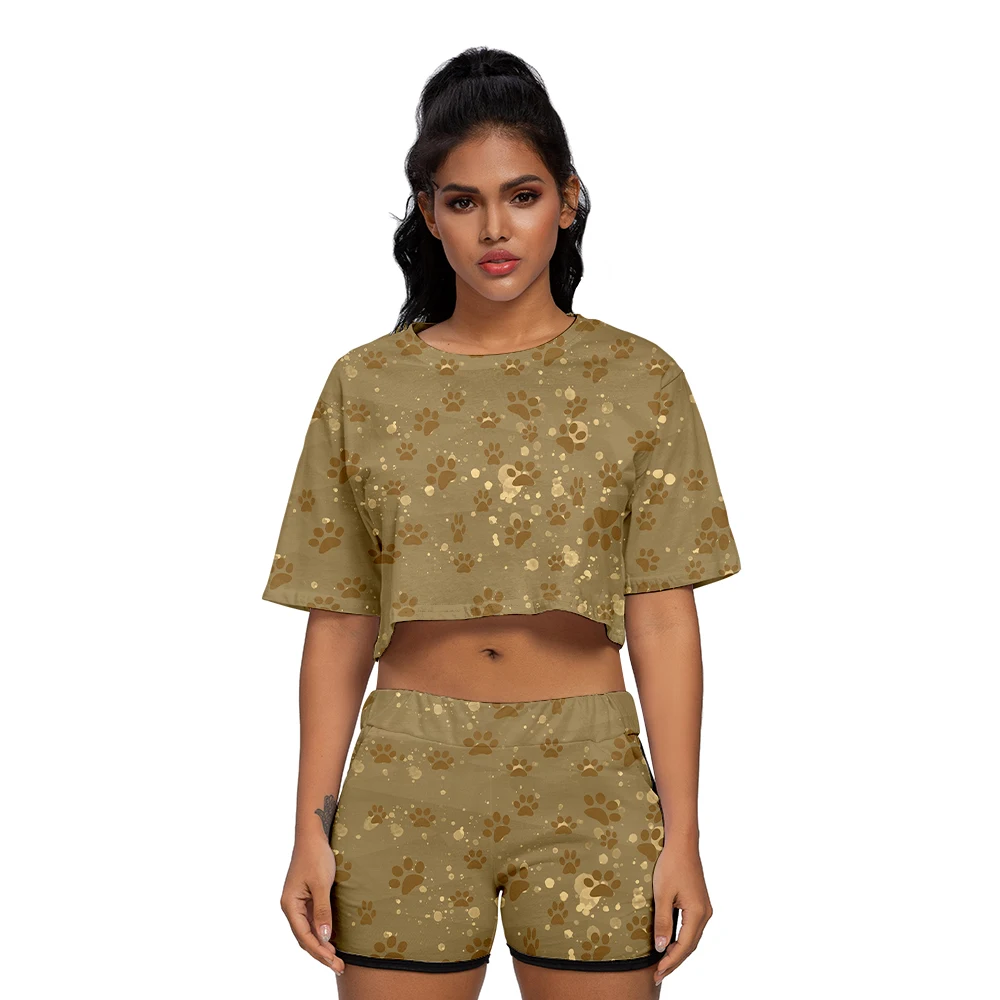 

Шорты женские с коротким рукавом и принтом «кошачья лапа»