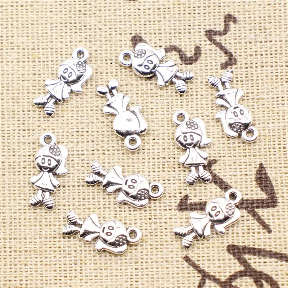 

Girl Nail Charms Car Pendant Component 7X16mm Antique Silver Color 30 Pieces
