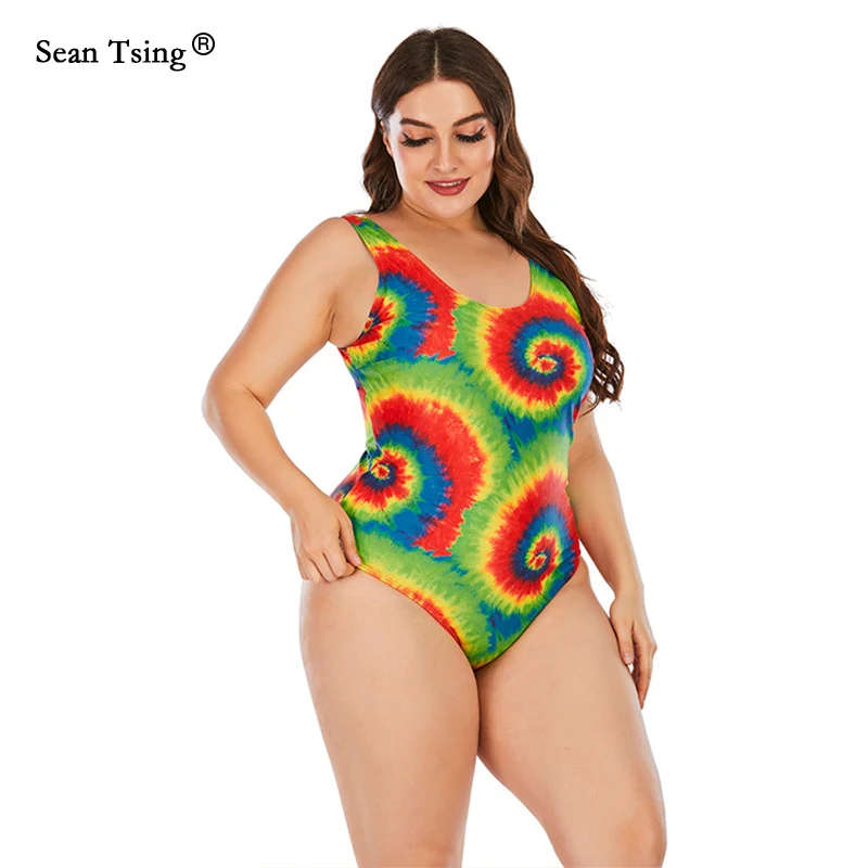 

Sean Tsing® Fashion One-piece Swimsuits Women Colorful Striped Sexy Bikinis Plus Size Bathing Swimwear Summer