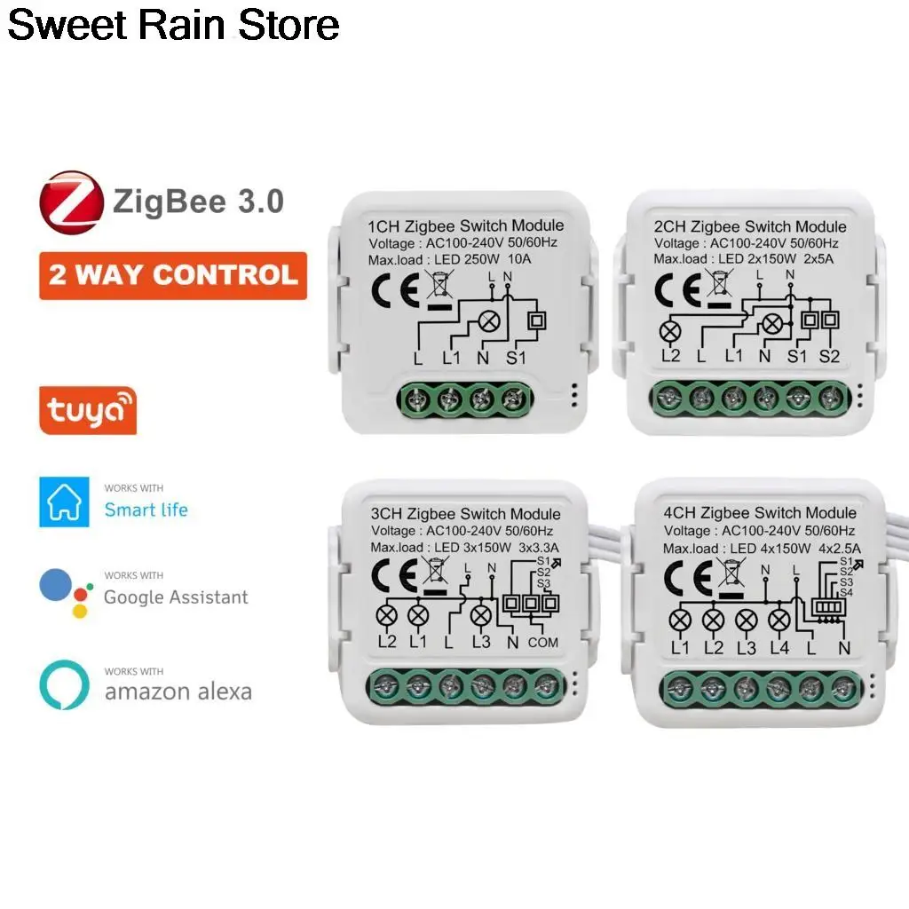 ZigBee 3.0 Modul Sakelar Lampu Pemutus Pintar DIY 1 2 3 4 Gang Mend aand Kontrol Arah Bekerja dengan Alexa Google Home