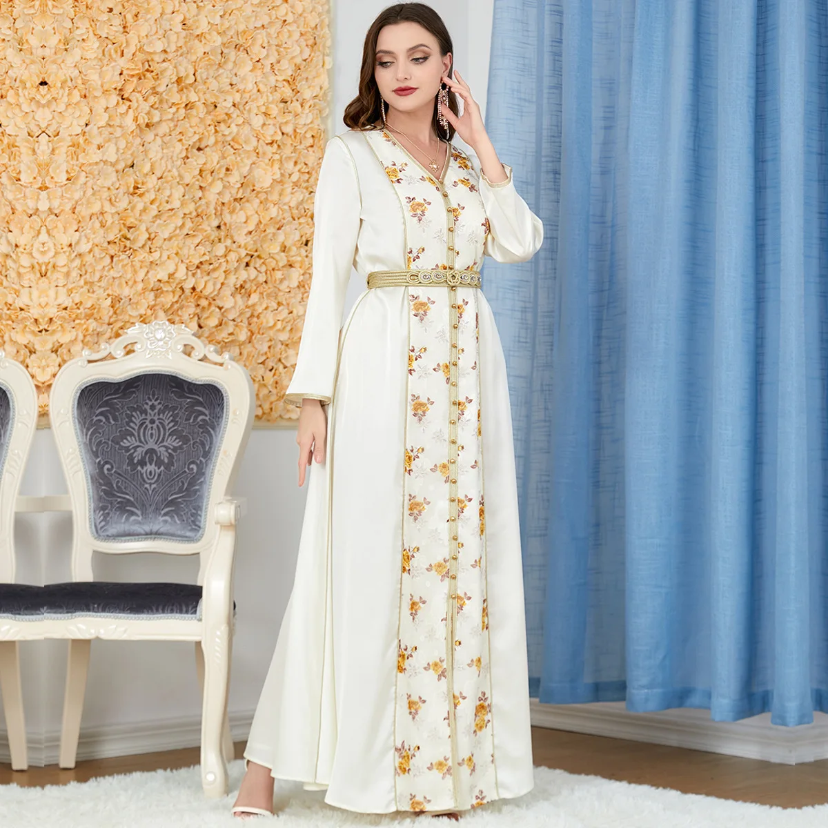 ICCLEK Arab Dresses Ladies Lace Embroidery Turkish Women'S Clothing Turkish Caftan Robe Dubaï Femme 2023 Abayas For Women Turkis