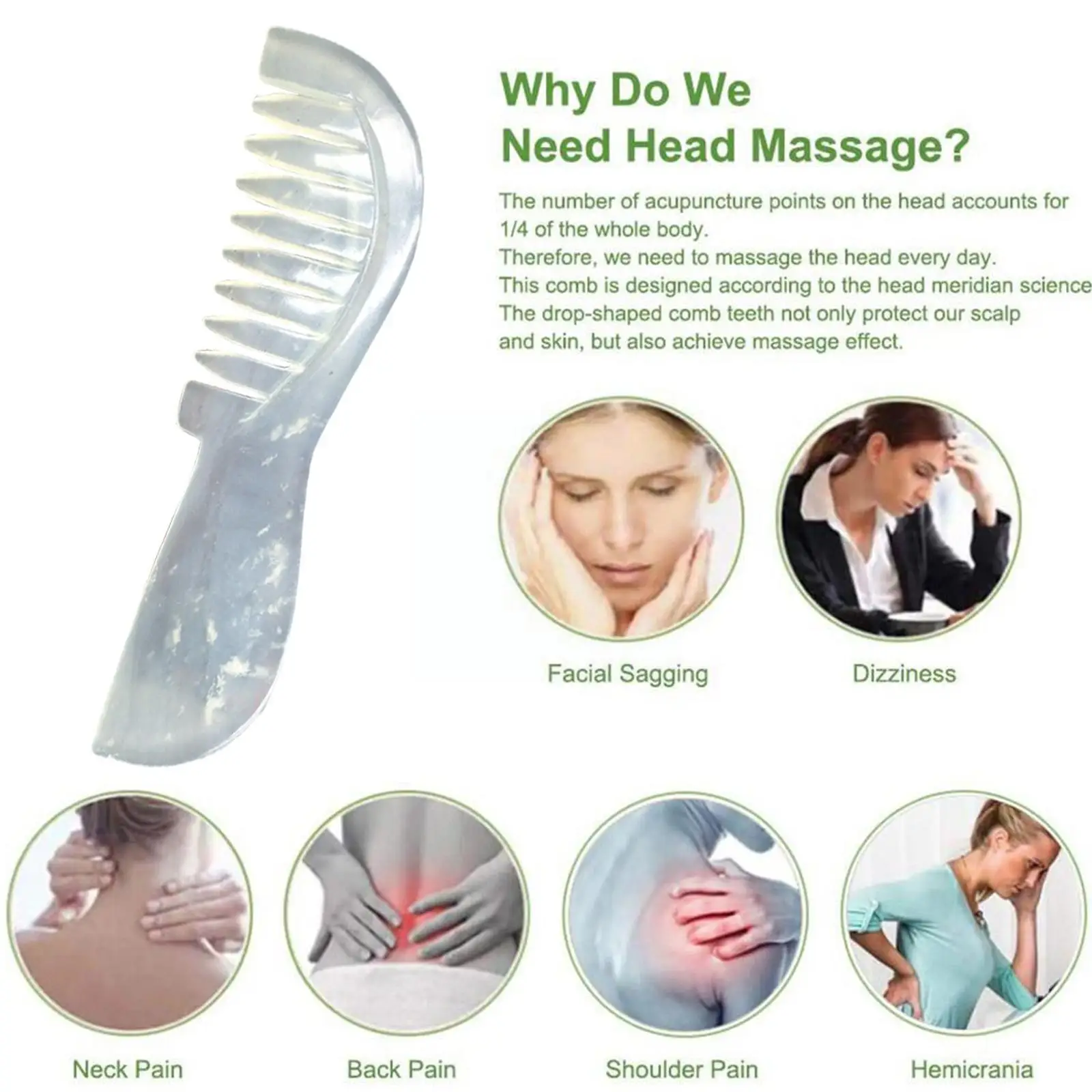 Нефритовая Массажная расческа массажер для головы леди уход за здоровьем