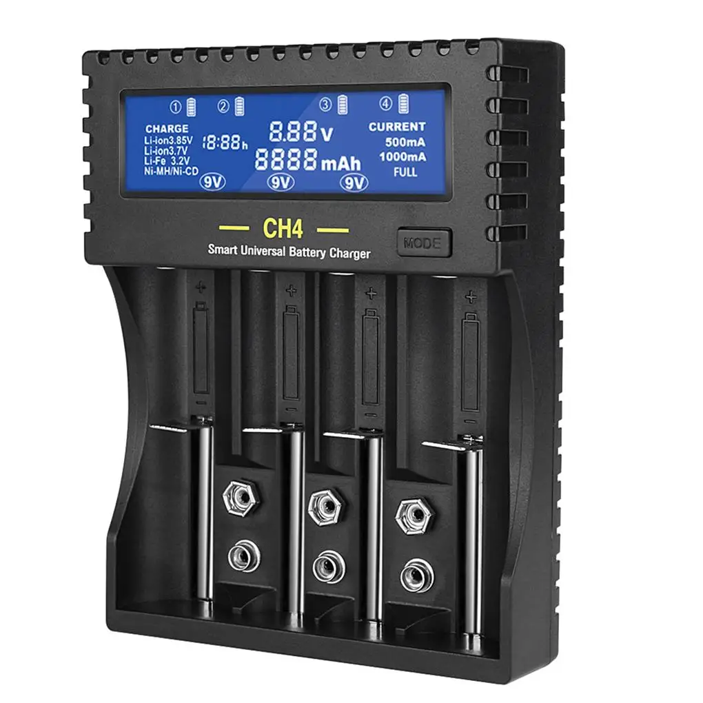 

Зарядное устройство для батарей с 4 слотами, ЖК-дисплей