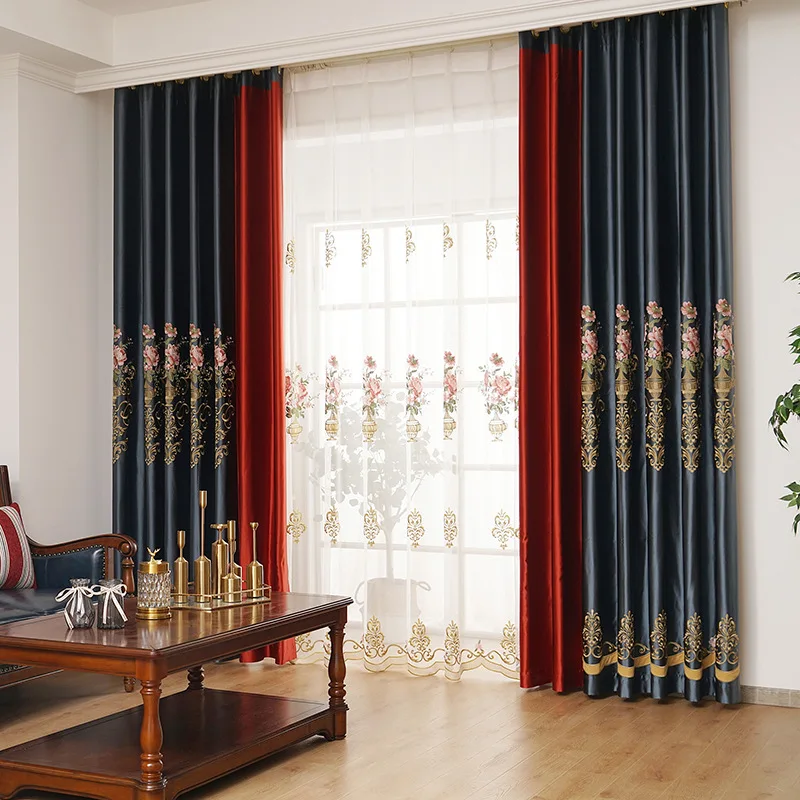 

European Curtains for Living Dining Room Bedroom High-end Pretty Luxury High Quality Shading Embroidery Customization