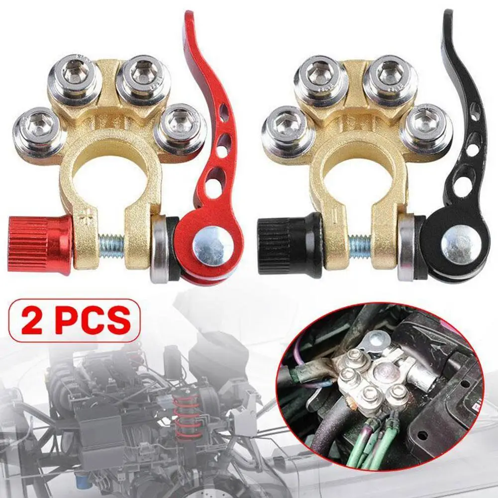 

2PCS Toolless Quick Disconnect Battery Main Cable Post Terminal Shut-off Connectors Boat Race Car UTV Tractor Truck