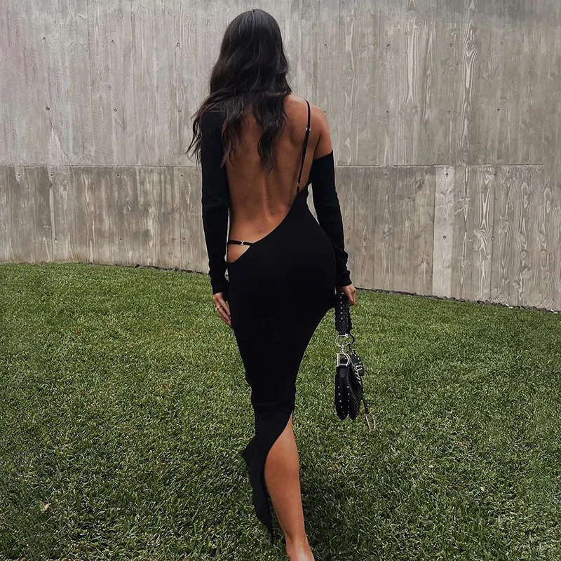 Long Sleeve Sexy Backless Party Dress for Women Clothes Club Elegant Gown Hot Midi Dresses Vestido Fashion Outfits