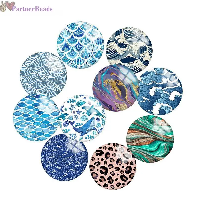 

Pattern Round Photo Glass Cabochon Glass Beads Flat Back Making Findings 20mm Snap Button N9801