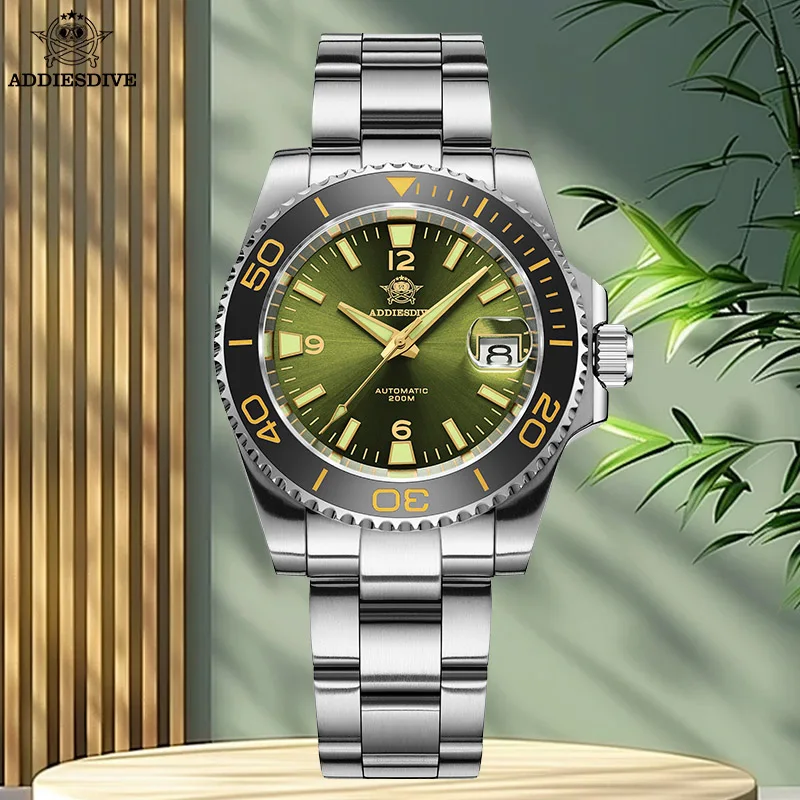 ADDIESDIVE NH35A Мужские дайверские часы 200 м Механические часы из нержавеющей стали BGW9 Супер светящийся керамический безель Аналоговые часы AD2085 (art.: 3920d375336a6) - 3920d375336a6