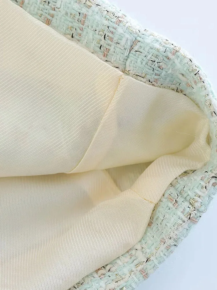 PAILETE Women 2023 fashion textured double breasted blazer coat vintage long sleeve flap pockets female outerwear chic veste