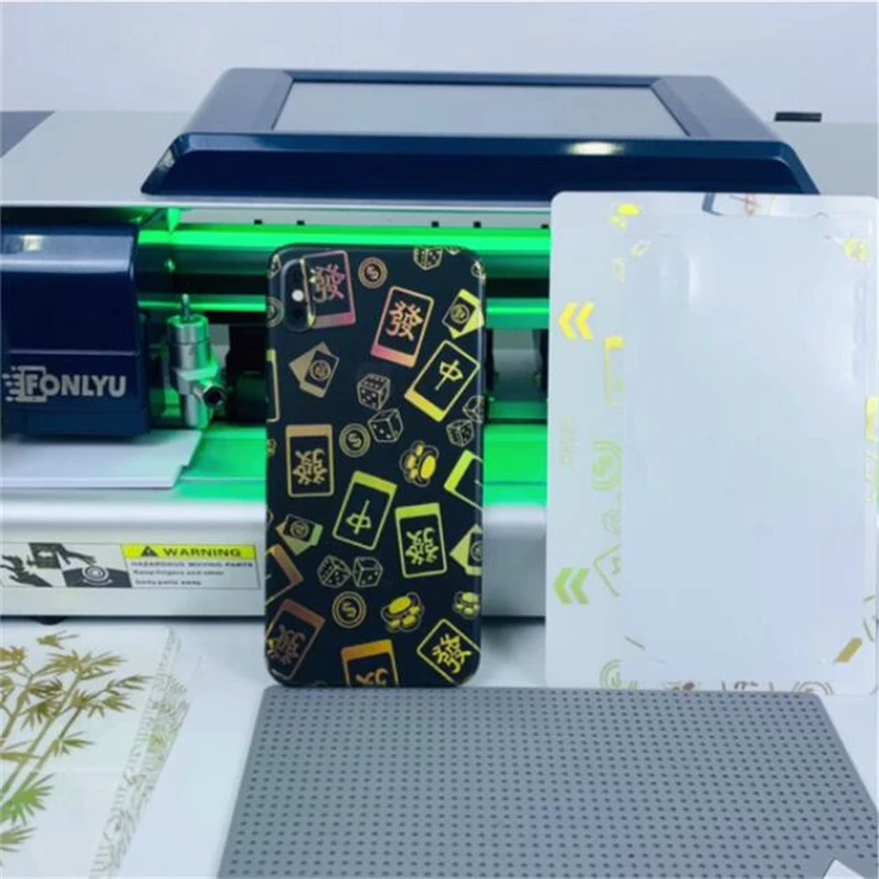 50PCs Mobilephone Transparent Shiney Gold Back Cover Stickers Fashion Embossed Decoration Protector Film for Plotter Cutter