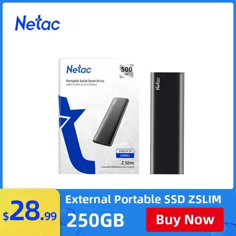 Внешний SSD-накопитель Netac 500 Гб, 250 ГБ, портативный SSD-накопитель на ТБ, внешний жесткий диск USB 3.2 Type C, внешний твердотельный накопитель для ноу...
