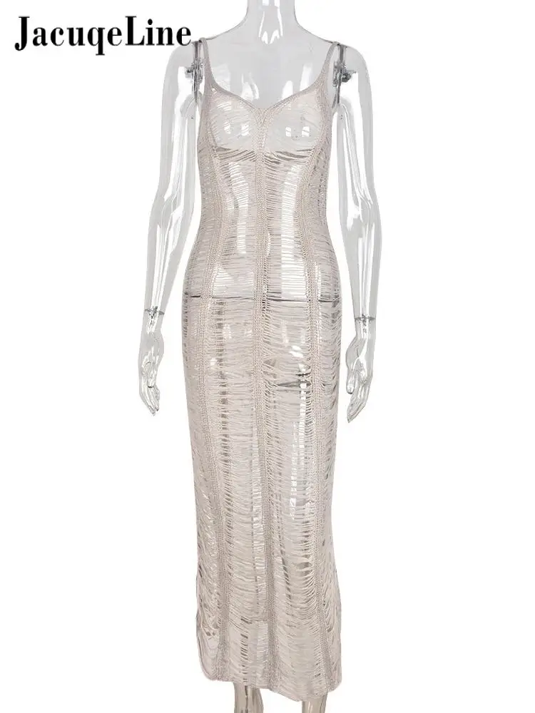 Летнее женское длинное платье Jacqueline с бахромой Пляжное элегантное облегающее