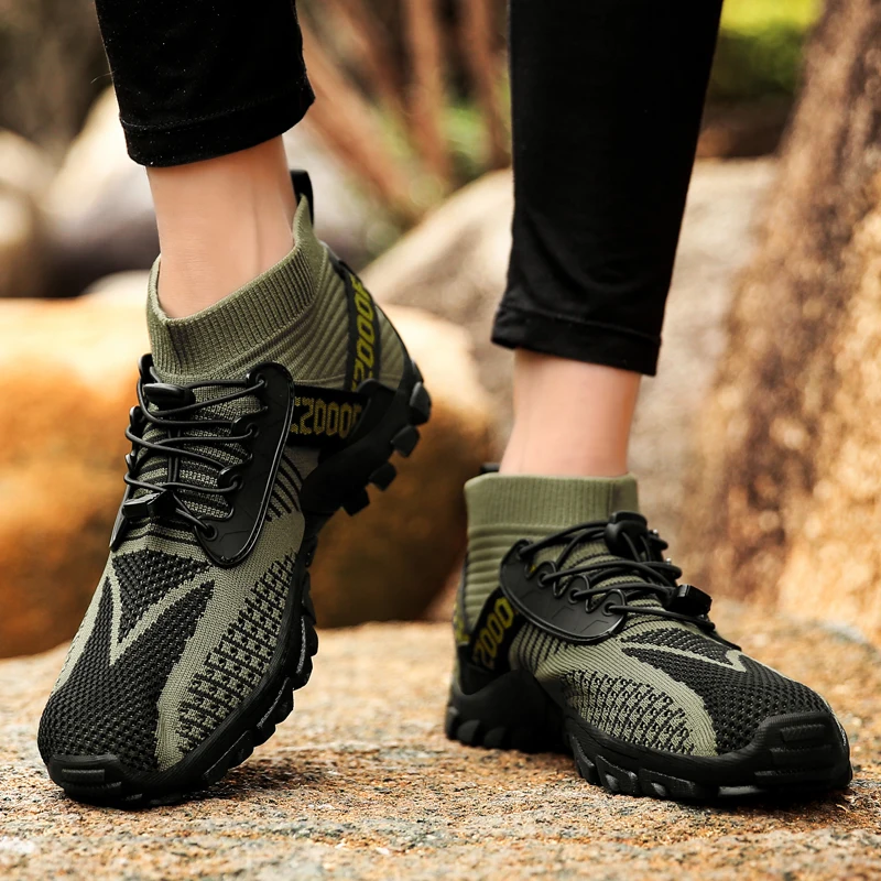 JIEMIAO New High Quality Men Women Hiking Shoes Summer Mesh Breathable Sneakers Outdoor Climbing Trekking Shoes Size 36-47