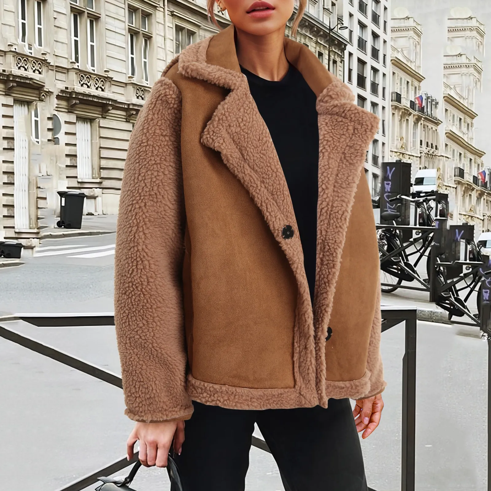 

Autumn Winter Lamb Wool Coat Women Faux Lamb Fur Coat Female Oversized Teddy Jacket Ladies Outerwear Overcoat Thick Warm Coats