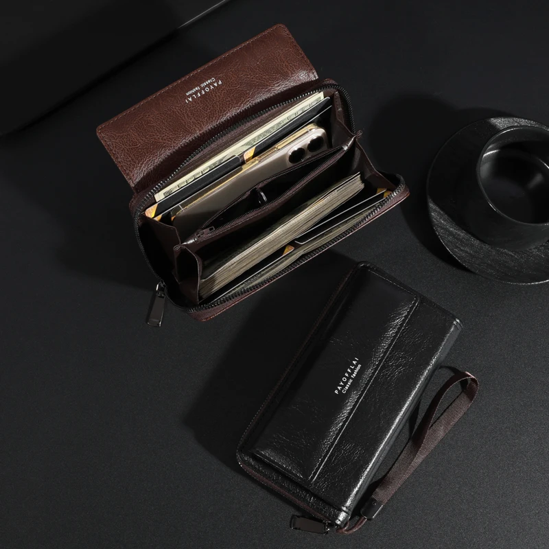 Мужской кошелек большой емкости из искусственной кожи с карманом для монет