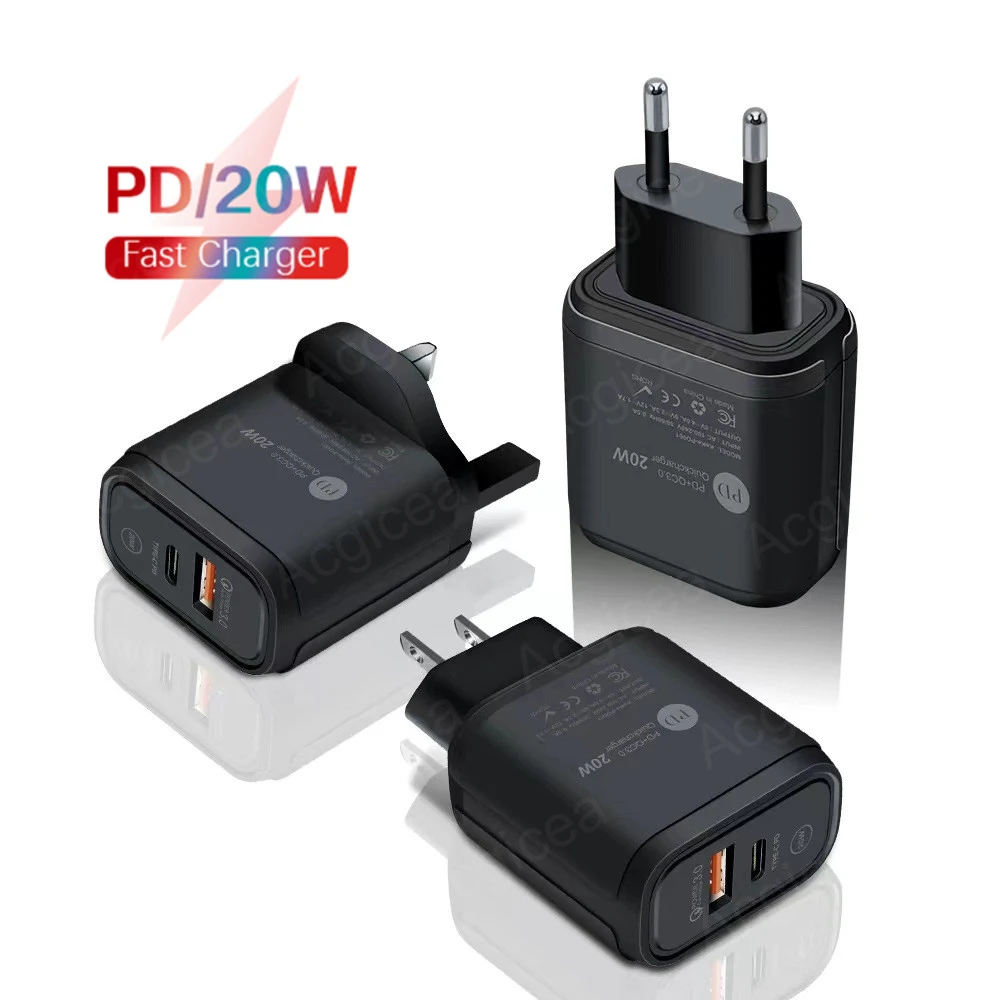 

Fast Charging Chargers Cell Phones PD Wall Charger QC 3.0 For Iphone Xiaomi Samsung Oneplus Universal Adapter USB Type C Charger