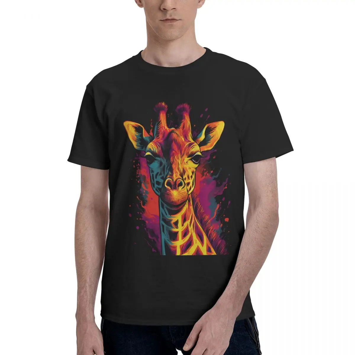 

Giraffe T-Shirts Animal Head Y2K T-Shirt Crew Neck Custom Tshirt 100 Cotton Trendy Clothing Plus Size