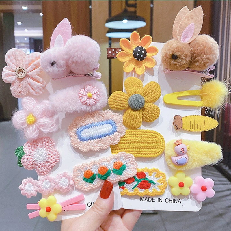 

Pretty Girls Cartoon Rabbit Floral Plush Hair Clips Children Kid Princess Sweet Bow Hairpins Barrettes Head Hair Accessories