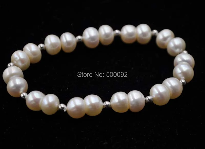 

Free shipping 8mm bread shape freshwater pearl bracelets