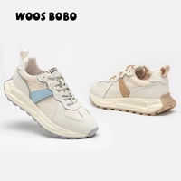 genuine leather womens casual sneakers womens fashion chunky platform sneakers designer running shoes ladies lace up breathable