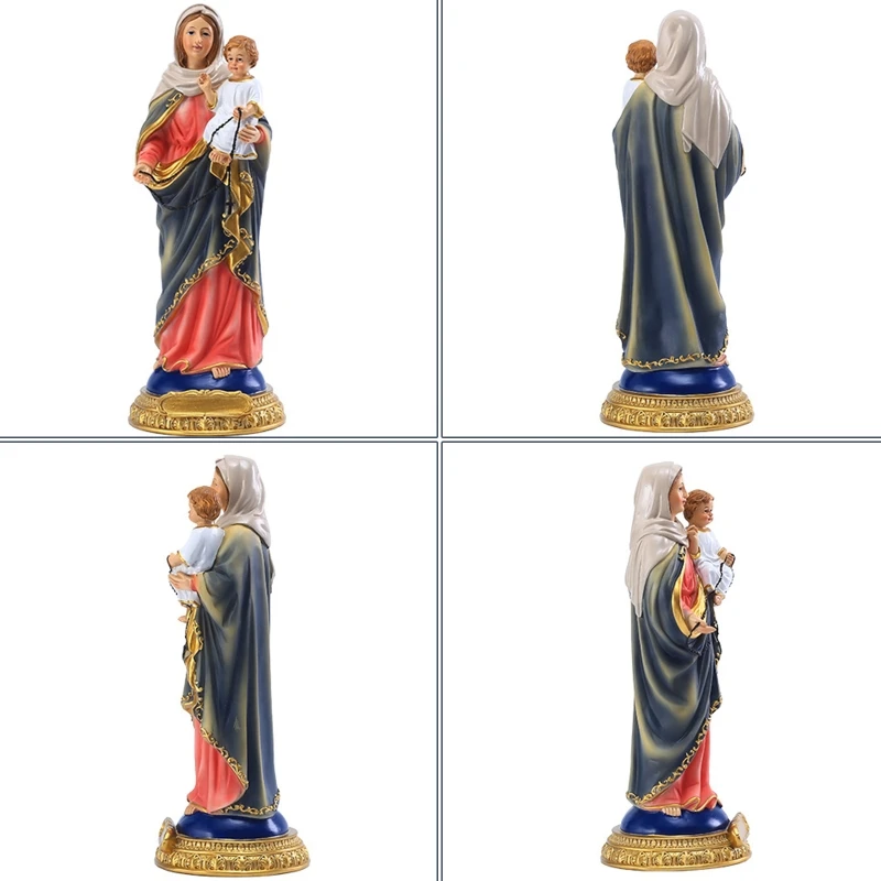 

H051 Mary Hugging Child Baby Jesus Statue Resin Tabletop Figurine Ornaments Catholic