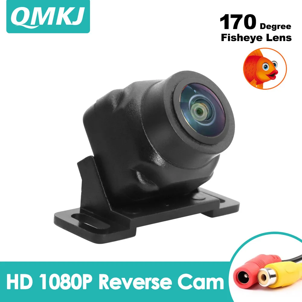 

QMKJ HD 1080P Автомобильная универсальная камера заднего вида NTSC с объективом «рыбий глаз» Автомобильная камера заднего вида Водонепроницаемая камера ночного видения CCD