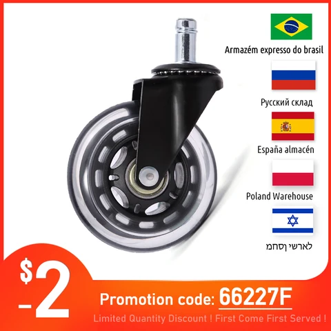5pcs kak 3 "universal mudo rodas cadeira de cadeira de gabinete substituto 60 kg Casters de borracha de rolos de rolo de rolo de rolos de borracha Hardware de roda