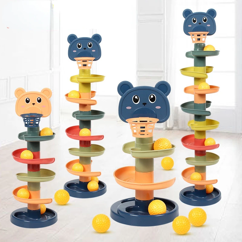 

Baby Toys Rolling Ball Pile Tower Early Educational Toy For Babies Rotating Track Educational Baby Gift Stacking Toy For Kids