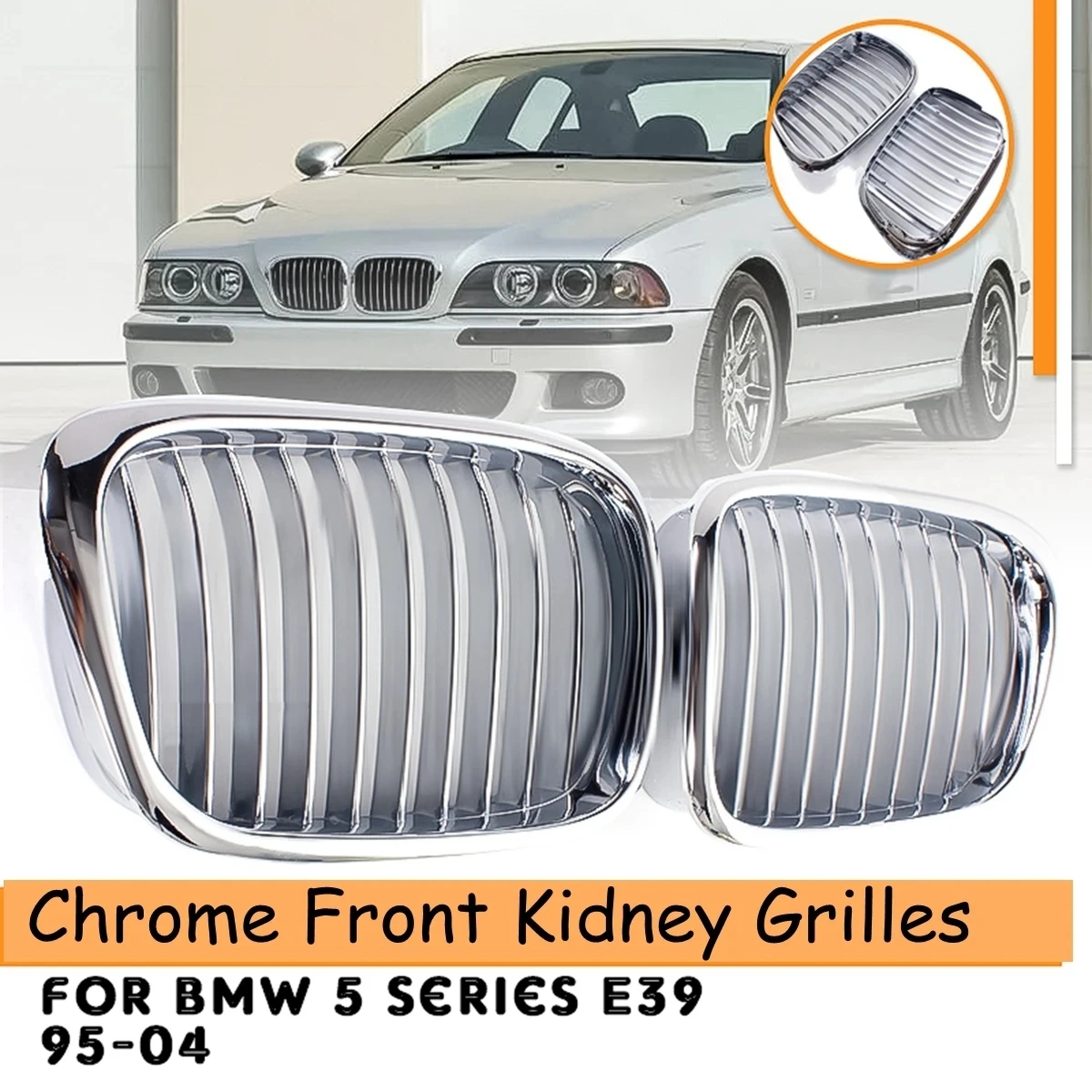 

Решетки Радиатора (пара) Для BMW 5 Серии E39 1995-2003, Полностью Хромированные, Из Прочного АБС-пластика, Для Седанов 525, 528