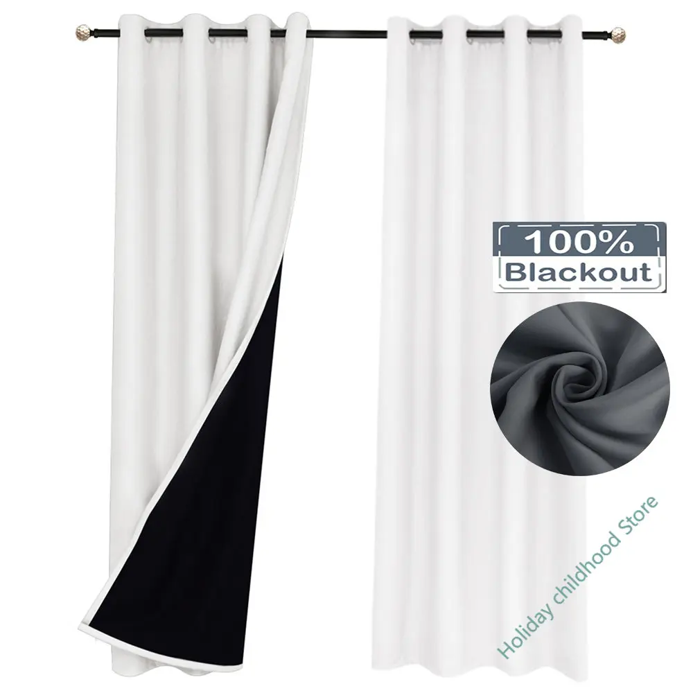 

100% Thermal Blackout Curtains For Bedroom Winter Insulating Curtain With Liner Living Room Grommet Drapes Blackout Treatment