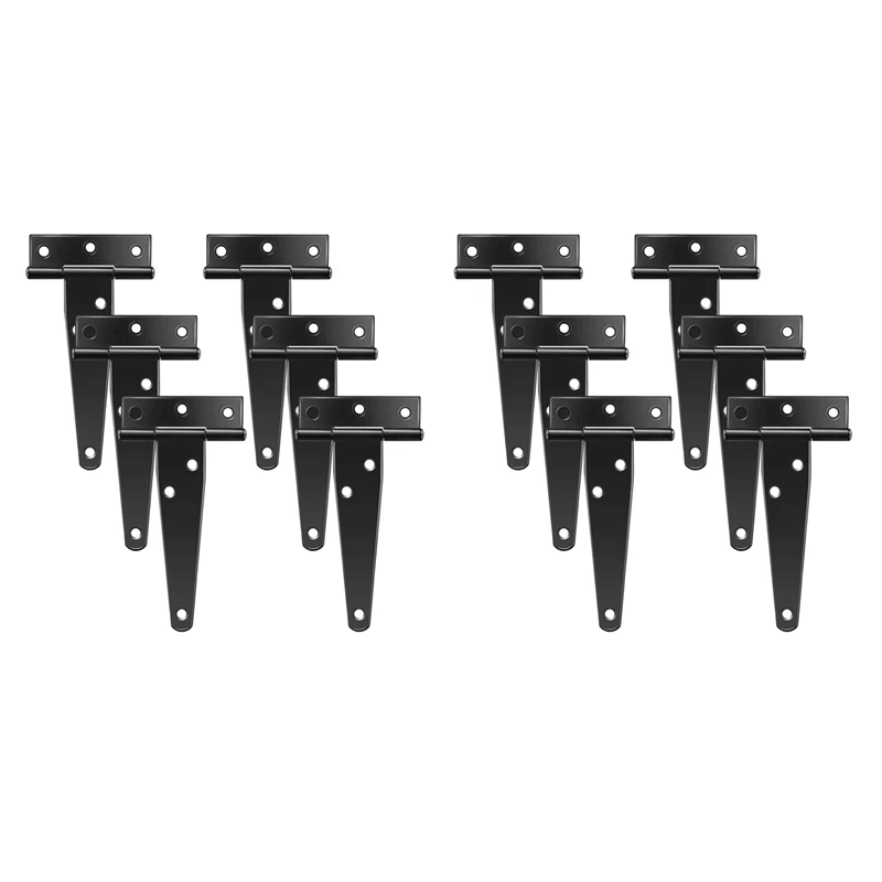 

18 PCS 4 Inch T-Strap Hinges Rustic Gate Strap Hinge Rustproof Gate Door Black Hinges For Windows, Fence And Barn Gates