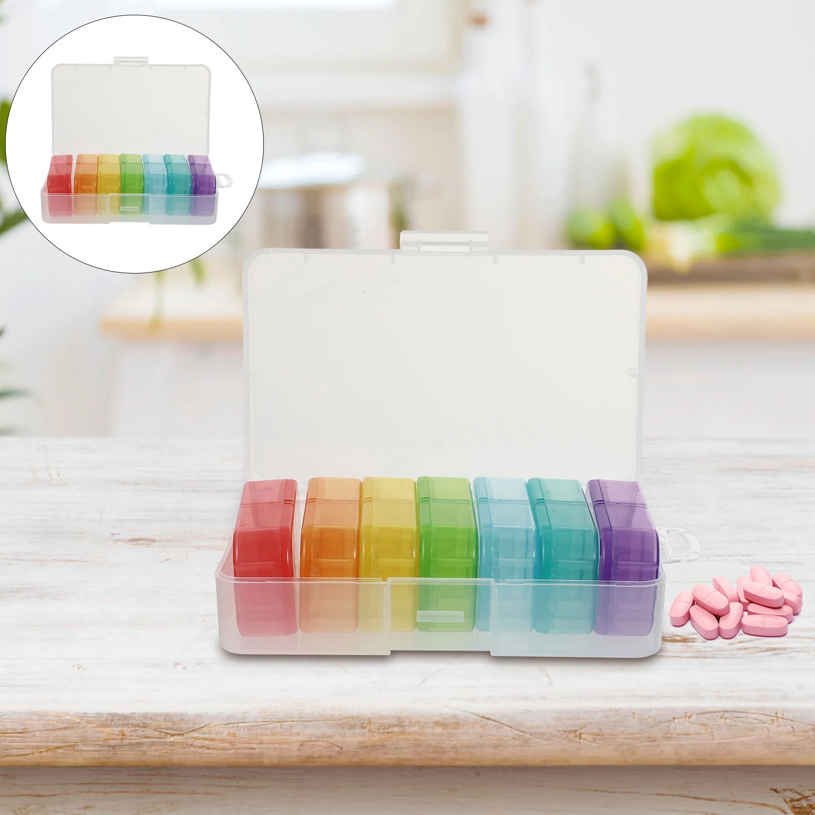 

Контейнер для хранения лекарств, 14 ячеек, 1 шт. (разные цвета)