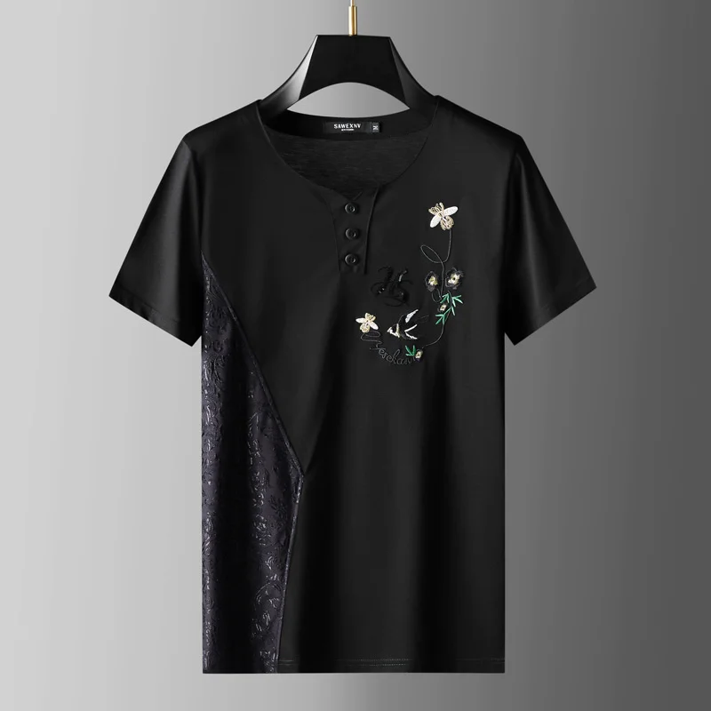 

Роскошная летняя дышащая Повседневная футболка с коротким рукавом, Мужская футболка 2022, уличная одежда, модная футболка с круглым вырезом, Мужская футболка