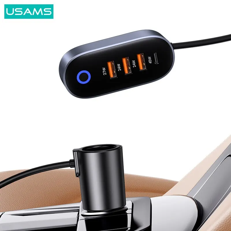 US-CC161 156W 3U + 1C прикуриватель удлинитель, дышащий светильник, четыре порта, автомобильное зарядное устройство для быстрой зарядки мобильный телефон