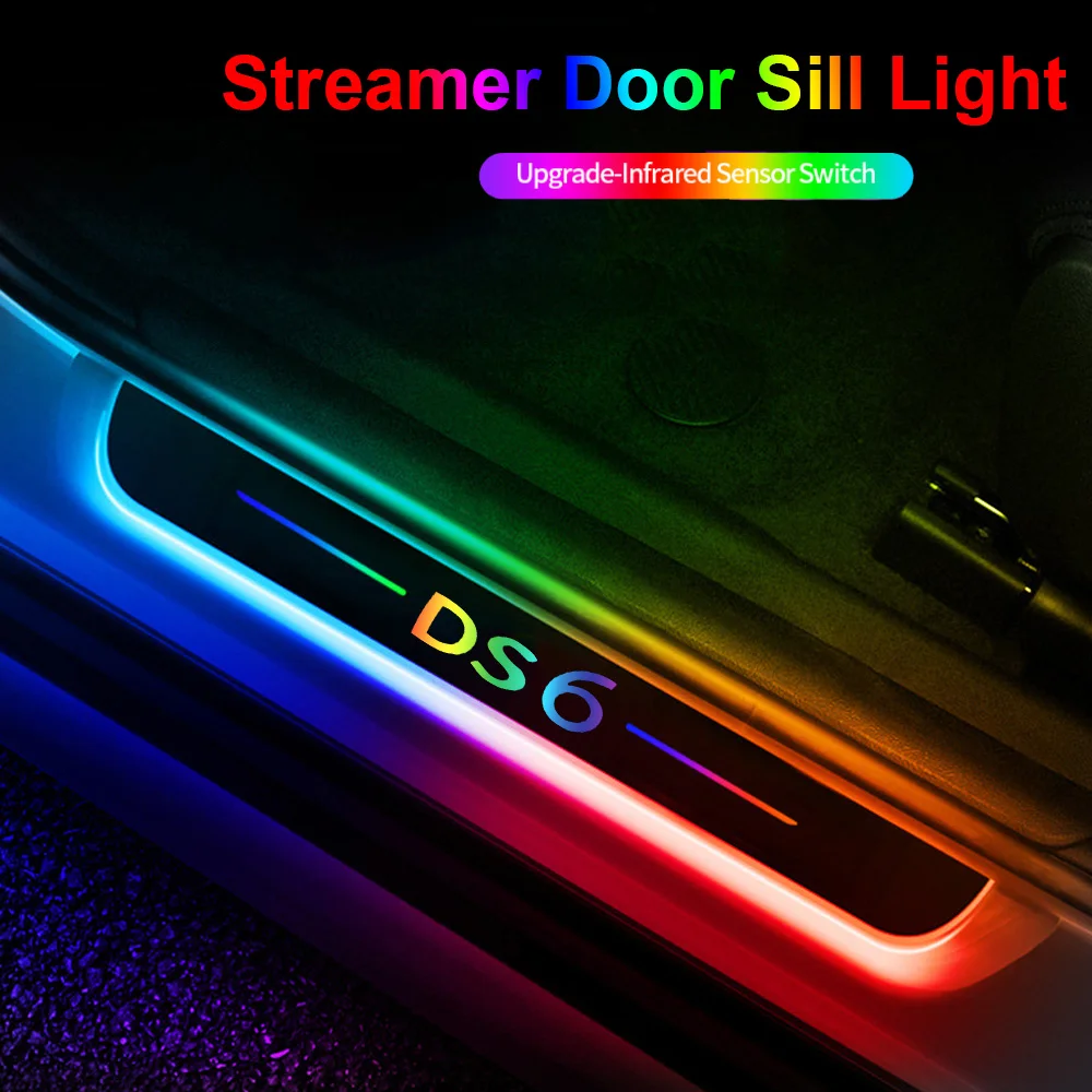 

USB Power Moving Car LED Welcome Pedal Acrylic Pathway Front Rear Threshold Streamer Light for Citroen DS6 Interior Accessories