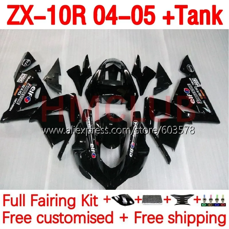 

+ Бак для KAWASAKI NINJA ZX 10R 1000 CC 10 R ZX-10R 1000CC ZX1000 черный в наличии ZX10R 04 05 2004 2005 инъекционный обтекатель 207No.10